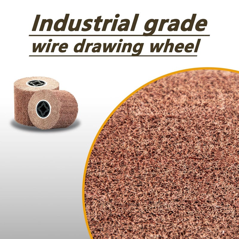 SALI Non Woven Wire Abrasive Drawing Polishing Burnishing Wheel Flap Brush Wire Brush Drum Surface Conditioning Tool for Metal Surface Polishing Grinding Removing Rust 120x100x19mm (180 Grit) - Image 5